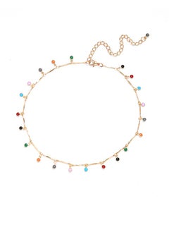 Fazza Rainbow Beads Inlaid Tassel Pendant Necklace, Beaded Choker, Women'S Simple Necklace Accessories  - Image 1