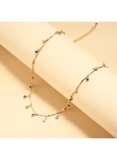 Fazza Rainbow Beads Inlaid Tassel Pendant Necklace, Beaded Choker, Women'S Simple Necklace Accessories  - Image 4