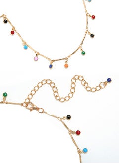 Fazza Rainbow Beads Inlaid Tassel Pendant Necklace, Beaded Choker, Women'S Simple Necklace Accessories  - Image 5
