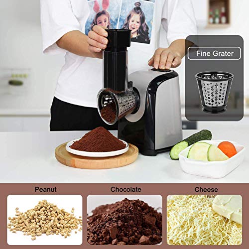 Homdox Electric Cheese Grater, Professional Electric Slicer Shredder, 150W Cheese Grater/Chopper Salad Maker, Shredder for Home Kitchen Use with One-Touch Control | 5 Free Attachments - Image 4