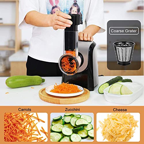 Homdox Electric Cheese Grater, Professional Electric Slicer Shredder, 150W Cheese Grater/Chopper Salad Maker, Shredder for Home Kitchen Use with One-Touch Control | 5 Free Attachments - Image 2