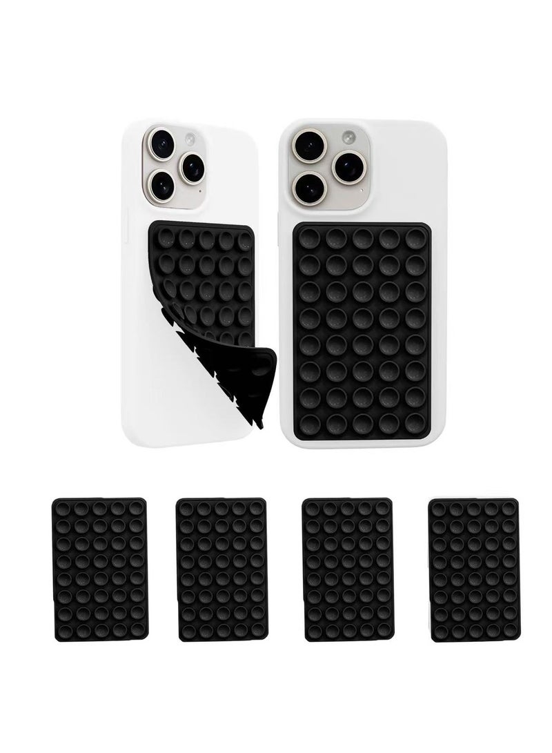 حامل علبة هاتف يعمل بطاقة شفط مزدوجة الجوانب، مقبض شفط الهاتف من نوع السيليكون متوافق مع حقائب، حامل ملحقات الهاتف المحمول غير القابل للانزلاق، مقبض الهاتف اللاصق لملفات فيديو تيكتوك وسيلفي (أسود) - Image 1