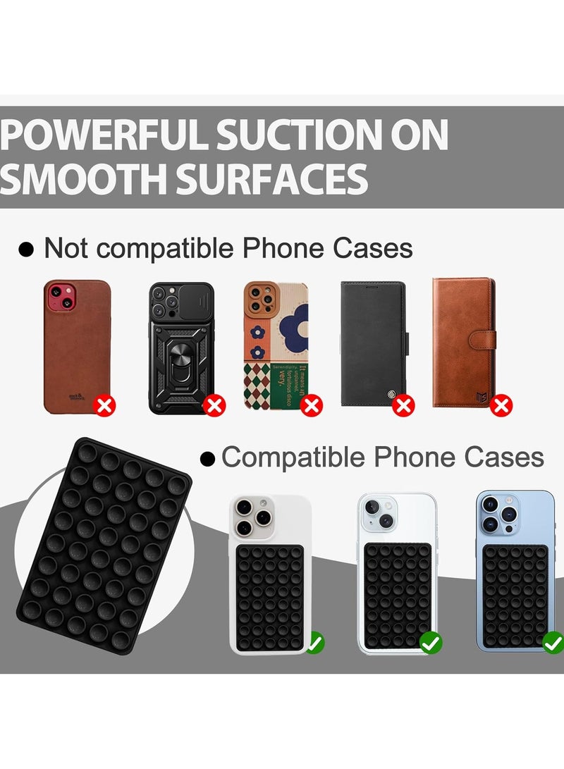 حامل علبة هاتف يعمل بطاقة شفط مزدوجة الجوانب، مقبض شفط الهاتف من نوع السيليكون متوافق مع حقائب، حامل ملحقات الهاتف المحمول غير القابل للانزلاق، مقبض الهاتف اللاصق لملفات فيديو تيكتوك وسيلفي (أسود) - Image 3