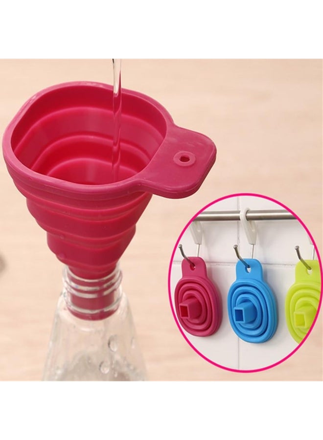 FoodyMine High Quality 1pc New Mini Silicone Gel Foldable Collapsible Style Funnel Hopper Kitchen
