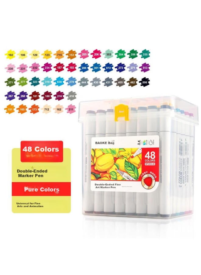 Baoke Mp2933-48 Dual-Tip Marker Pen With Triangular Barrel, Alcohol-Based, For Students' Art Drawing, Children'S Doodling, And Design, 48 Colors - Image 1