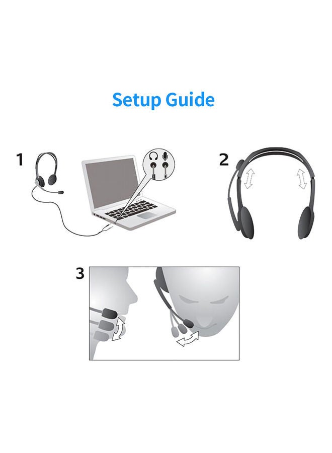 Logitech H110 Head-mounted Stereo Headset With Adjustable Noise Reduction Microphone Grey - Image 5