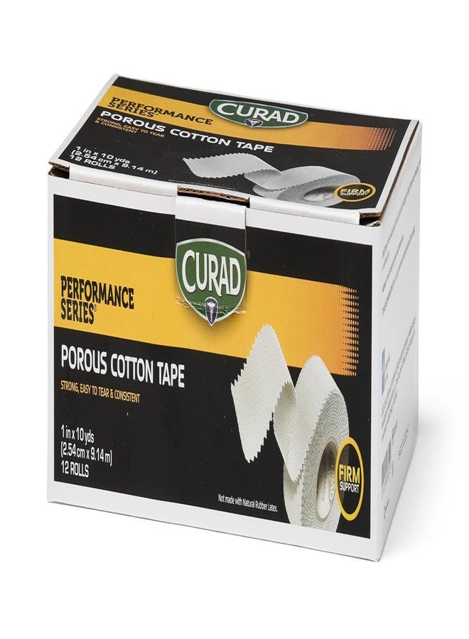 CURAD Performance Series Premium Porous Cotton Tape, 1" x 10 yd. Box of 12, White - Image 5