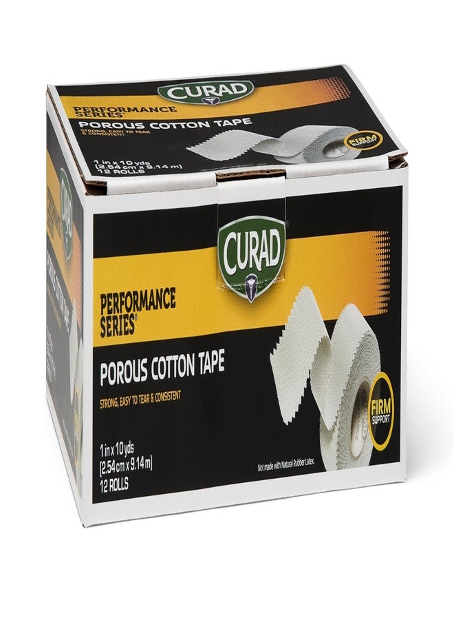 CURAD Performance Series Premium Porous Cotton Tape, 1" x 10 yd. Box of 12, White - Image 4