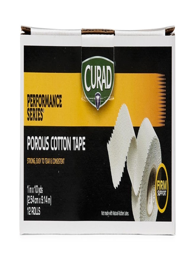 CURAD Performance Series Premium Porous Cotton Tape, 1" x 10 yd. Box of 12, White - Image 2