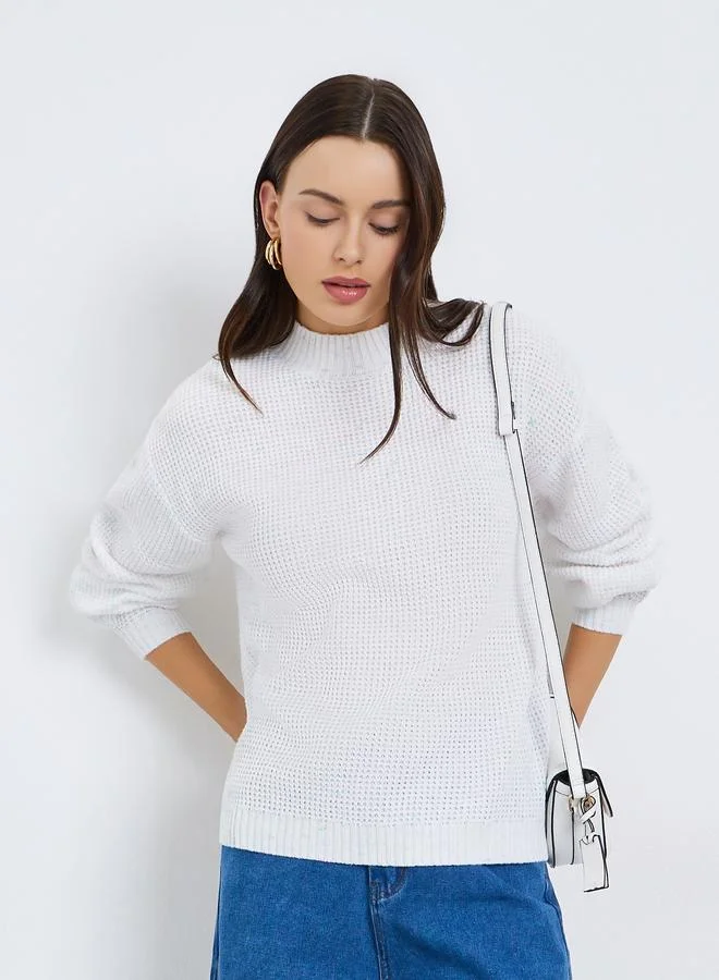 Regular Fit Chunky Knit Mixed Yarn Sweater
