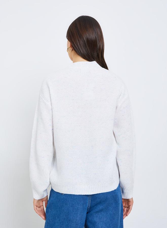Styli Regular Fit Chunky Knit Mixed Yarn Sweater - Image 4