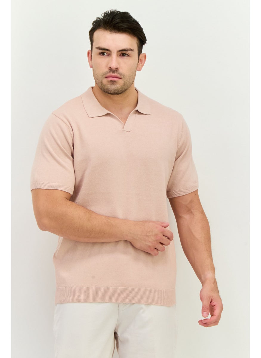 French Connection Men Regular Fit Solid Short Sleeves Polo Shirts, Old Rose  - Image 1