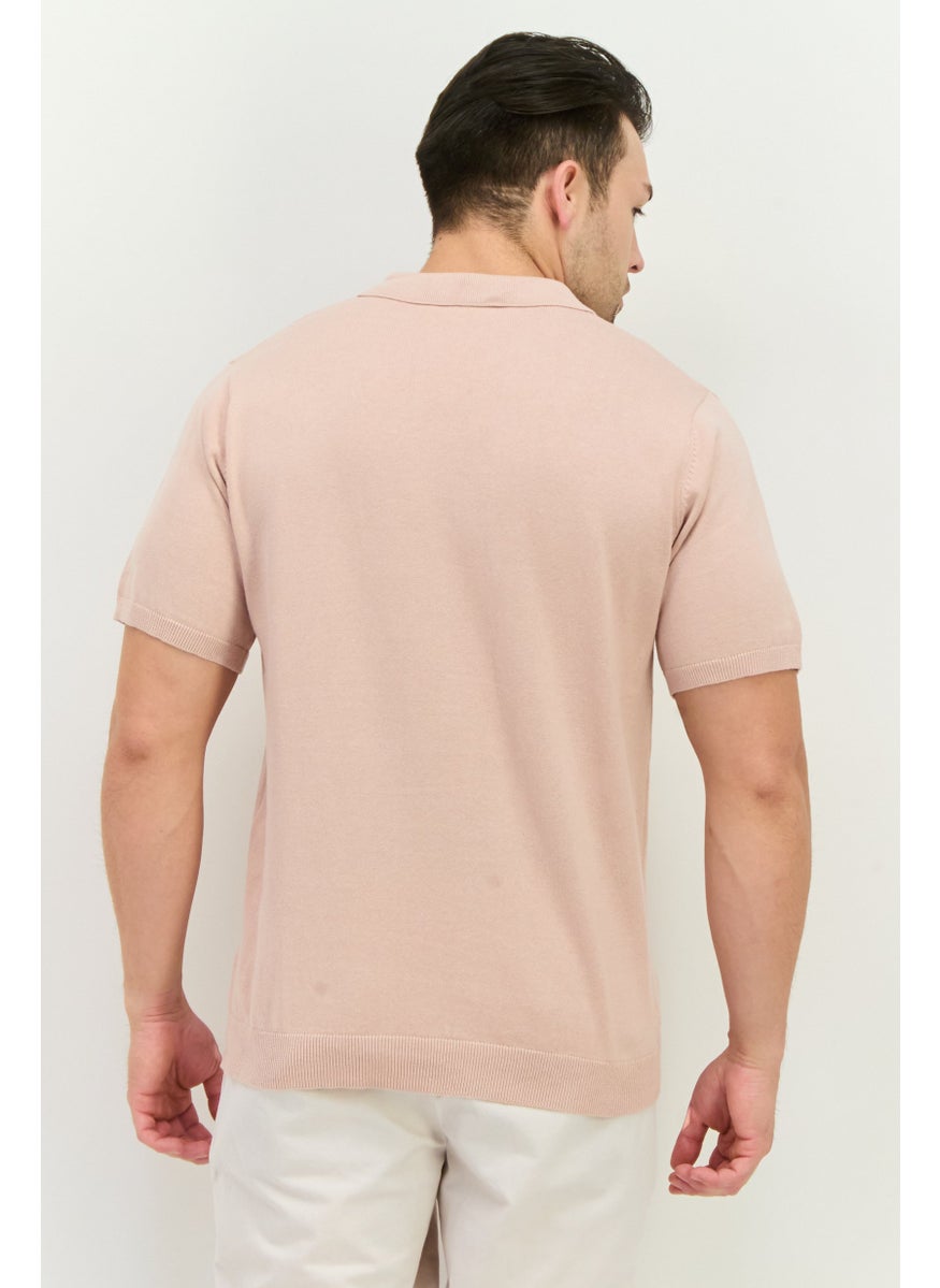 French Connection Men Regular Fit Solid Short Sleeves Polo Shirts, Old Rose  - Image 3