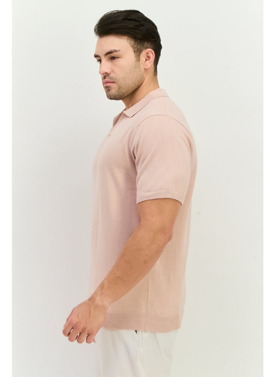 French Connection Men Regular Fit Solid Short Sleeves Polo Shirts, Old Rose  - Image 2