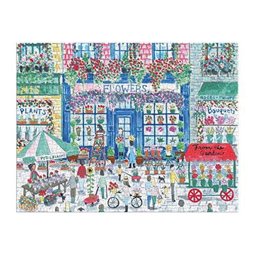 Galison Michael Storrings Market in Bloom – 2000 Piece Puzzle Fun and Challenging Activity with Bright and Bold Artwork of Sunny City Market and Flowers for Adults and Families - Image 2