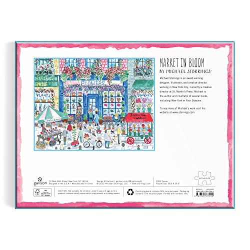 Galison Michael Storrings Market in Bloom – 2000 Piece Puzzle Fun and Challenging Activity with Bright and Bold Artwork of Sunny City Market and Flowers for Adults and Families - Image 5