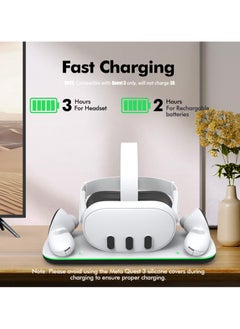 DOBE Charging Dock Compatible with Meta Quest 3 Accessories, VR Charging Station Compatible with Oculus Quest 3 with LED Indicator, Charger Stand with Rechargeable Batteries  - Image 2