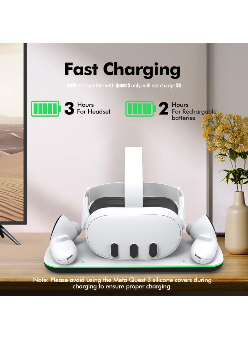 DOBE - Charging Dock Compatible with Meta Quest 3 Accessories, VR Charging Station Compatible with Oculus Quest 3 with LED Indicator, Charger Stand with Rechargeable Batteries - Image 1