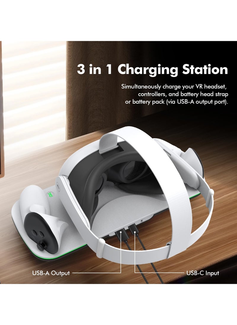 DOBE - Charging Dock Compatible with Meta Quest 3 Accessories, VR Charging Station Compatible with Oculus Quest 3 with LED Indicator, Charger Stand with Rechargeable Batteries - Image 1