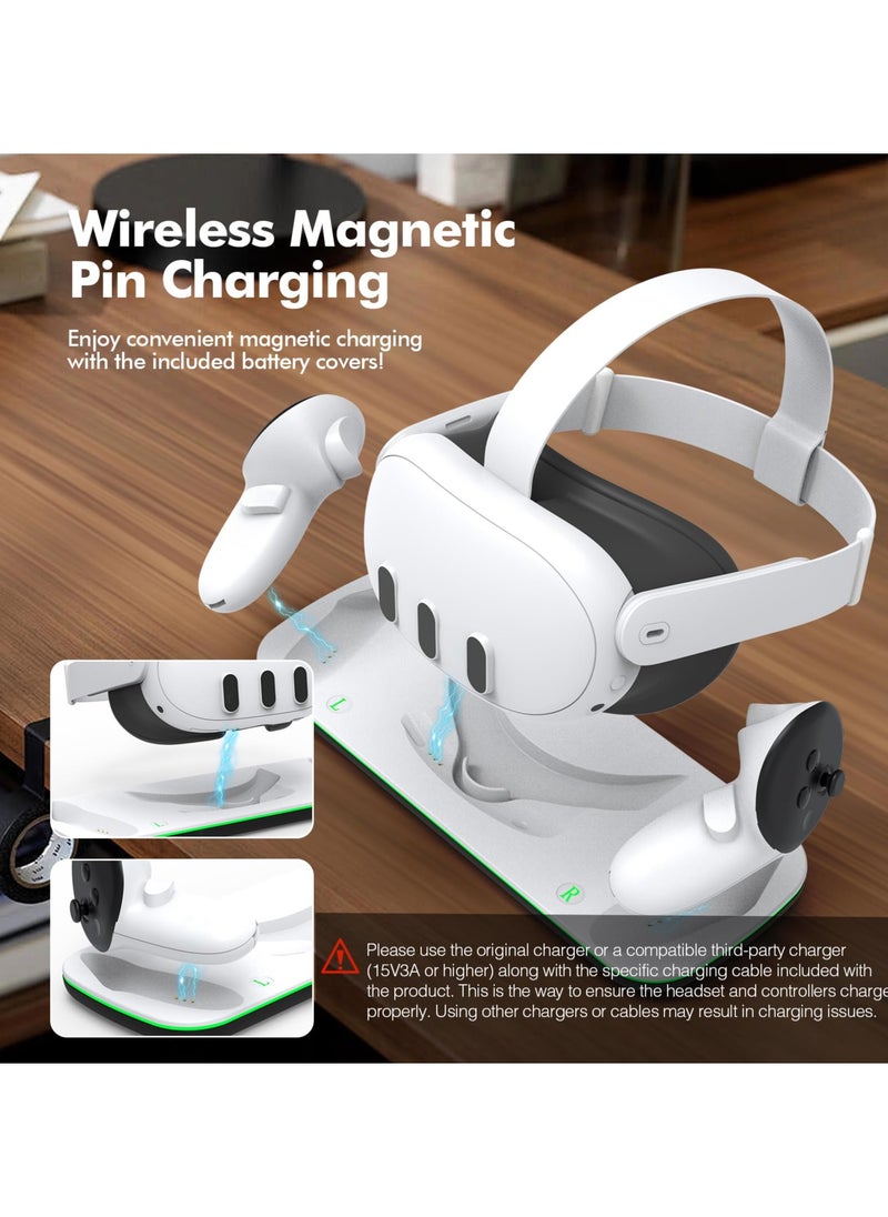 DOBE - Charging Dock Compatible with Meta Quest 3 Accessories, VR Charging Station Compatible with Oculus Quest 3 with LED Indicator, Charger Stand with Rechargeable Batteries - Image 1