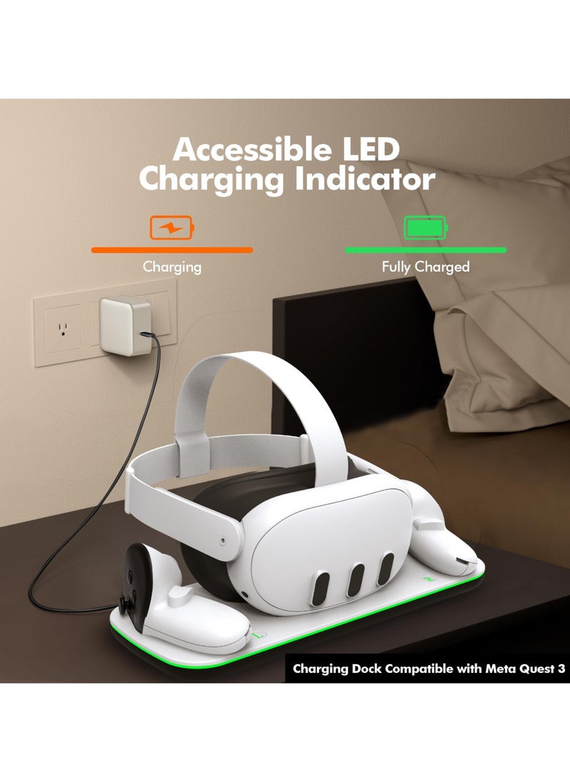 DOBE - Charging Dock Compatible with Meta Quest 3 Accessories, VR Charging Station Compatible with Oculus Quest 3 with LED Indicator, Charger Stand with Rechargeable Batteries - Image 1