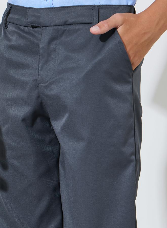 Styli Teen Boys Charcoal Solid Regular Fit Trousers - Image 3