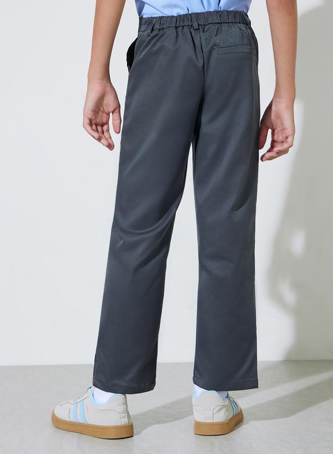 Styli Teen Boys Charcoal Solid Regular Fit Trousers - Image 4