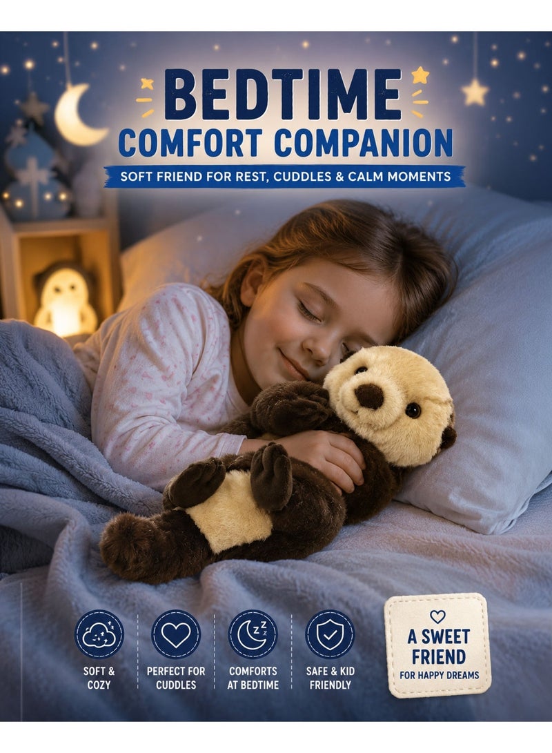 Wild Planet Sea Otter Plush Toy 29cm Soft Fluffy Ocean Animal Stuffed Toy Cute Marine Wildlife Plush Doll Cuddly Sleeping Sea Otter Teddy for Kids Boys Girls Baby Hugging Bedtime Companion Educational Gift Toy - Image 2