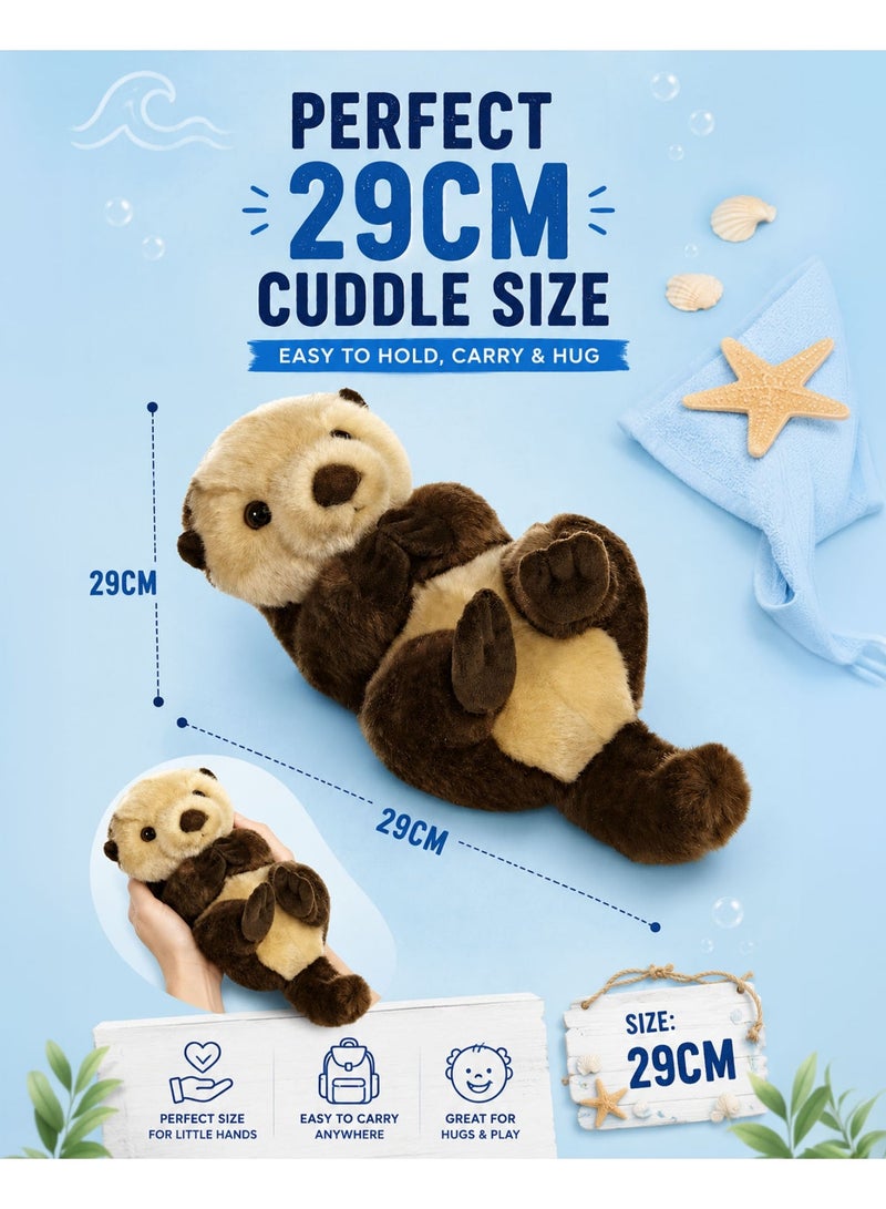 Wild Planet Sea Otter Plush Toy 29cm Soft Fluffy Ocean Animal Stuffed Toy Cute Marine Wildlife Plush Doll Cuddly Sleeping Sea Otter Teddy for Kids Boys Girls Baby Hugging Bedtime Companion Educational Gift Toy - Image 3
