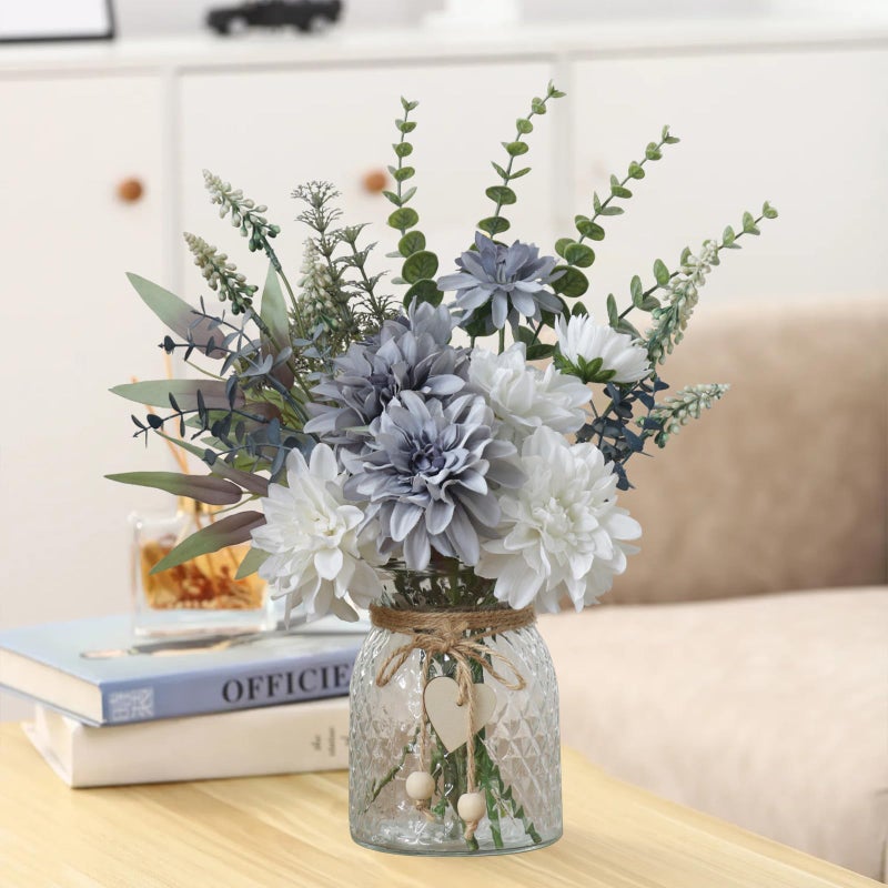 Leftover Fake Flowers with Vase,Silk Dahlia Flowers,Artificial Flowers in Vase,Centerpiece Table Decorations,Flower Centerpieces for Tables,Kitchen Table Decor,Coffee Table Decor - Image 4