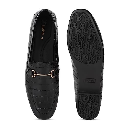 YOHO Bliss Comfortable Slip On Formal Loafer for Women | Stylish Fashion Moccasins Range | Cushioned Footbed Finish | Flexible | Style & All-Purpose | Formal Office Wear Shoe Black - Image 3
