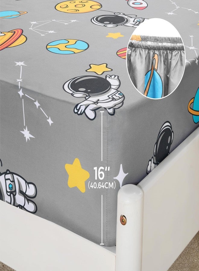 Joiedomi Kids Twin Sheet Set Astronaut - 3 Piece Soft Microfiber Bed Sheets - Deep Pocket Wrinkle Free - Cozy Toddler Bedding Set - Fade Resistant Breathable for Boys Girls Teens - Image 4