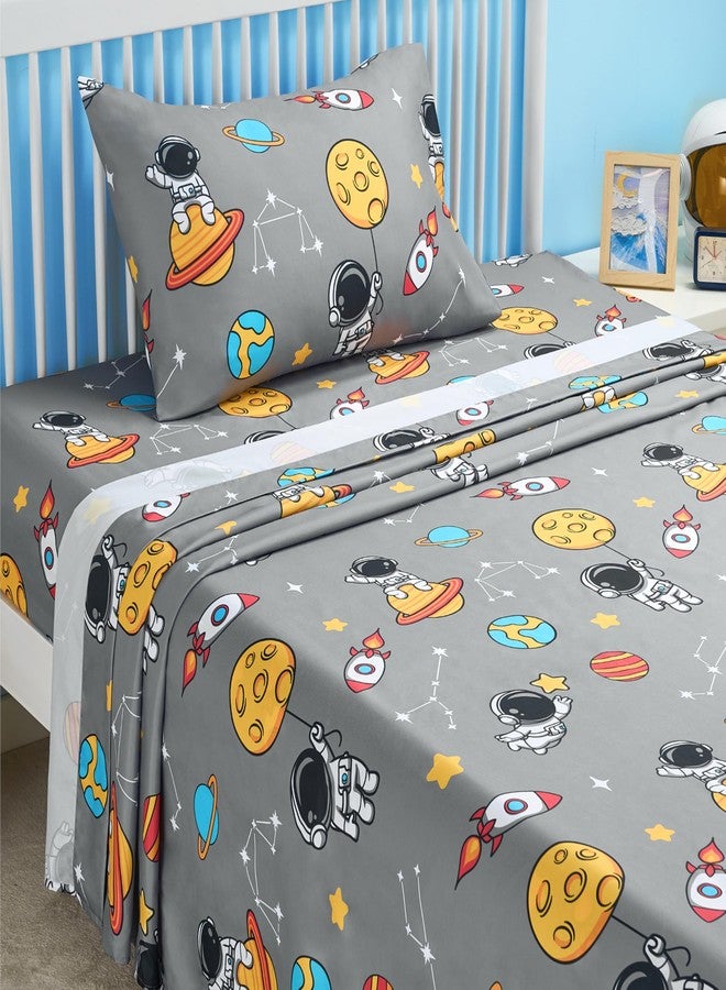 Joiedomi Kids Twin Sheet Set Astronaut - 3 Piece Soft Microfiber Bed Sheets - Deep Pocket Wrinkle Free - Cozy Toddler Bedding Set - Fade Resistant Breathable for Boys Girls Teens - Image 2