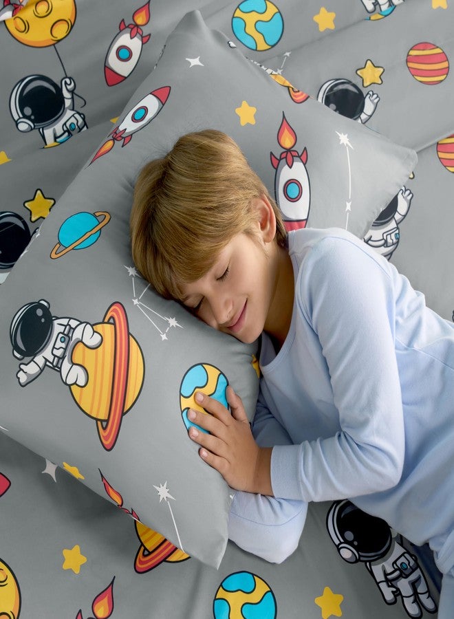 Joiedomi Kids Twin Sheet Set Astronaut - 3 Piece Soft Microfiber Bed Sheets - Deep Pocket Wrinkle Free - Cozy Toddler Bedding Set - Fade Resistant Breathable for Boys Girls Teens - Image 5