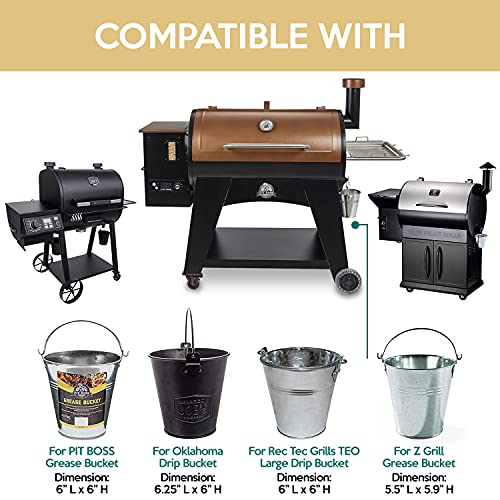 Fig & Leaf (15 Pack) Grease Bucket Liner Compatible with Pit Boss Grills 67292 Foil, Oklahoma Joe's 9518545P06, Rec Tec Large Bucket & Other Grill Bucket Accessories l 6.3” x 6.0” l Disposable Aluminum - Image 2