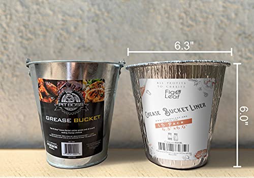 Fig & Leaf (15 Pack) Grease Bucket Liner Compatible with Pit Boss Grills 67292 Foil, Oklahoma Joe's 9518545P06, Rec Tec Large Bucket & Other Grill Bucket Accessories l 6.3” x 6.0” l Disposable Aluminum - Image 3