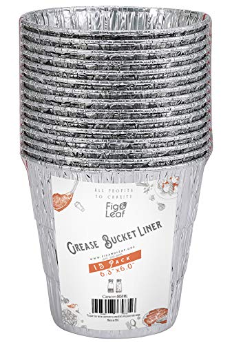 Fig & Leaf (15 Pack) Grease Bucket Liner Compatible with Pit Boss Grills 67292 Foil, Oklahoma Joe's 9518545P06, Rec Tec Large Bucket & Other Grill Bucket Accessories l 6.3” x 6.0” l Disposable Aluminum - Image 1