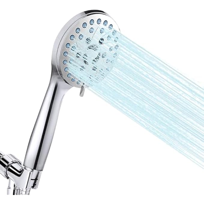 HOMARKET Handheld Shower Head High Pressure 7Spray Settings Anticlog Nozzles Builtin Power Wash to Clean Tub Tile Walls  Pets - Image 1