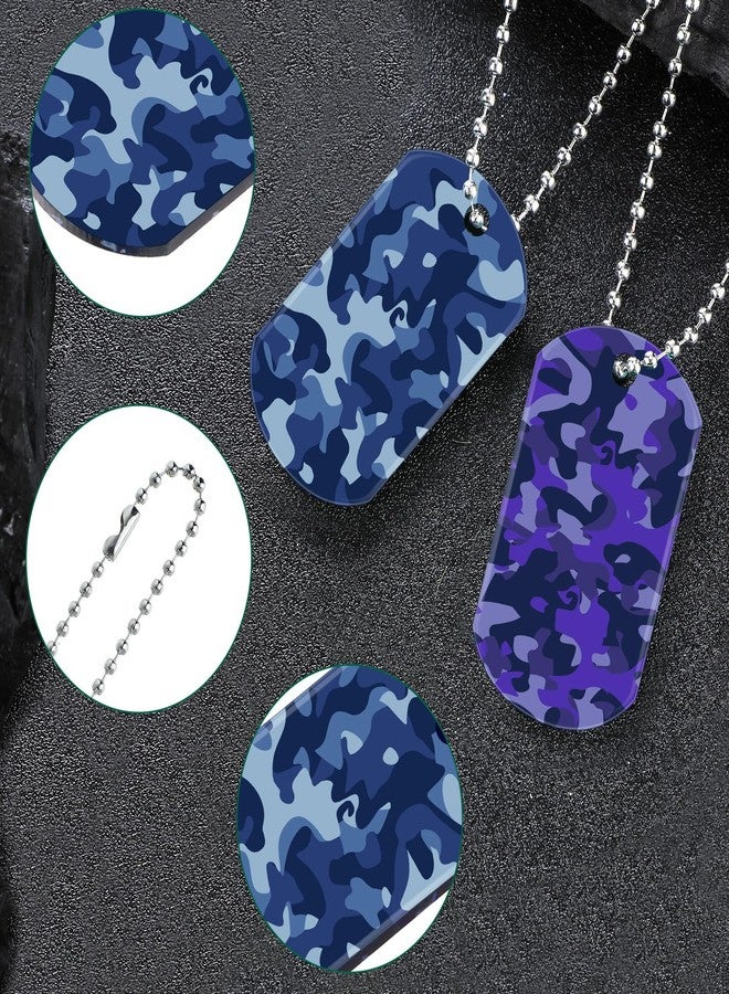 Saintrygo 48 Pcs Camouflage Dog Tags Military Acrylic Army Dog Tags Party Favors Camo Party Favors Include 24 Camo Necklaces with 24 Beaded Chains for Kids Men Women(Dark Colors) - Image 3