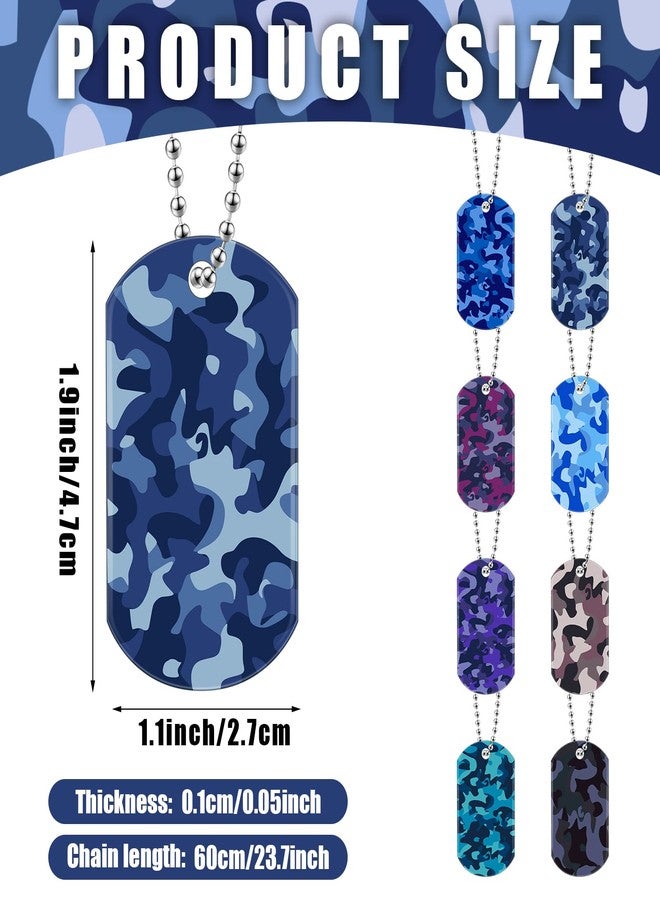 Saintrygo 48 Pcs Camouflage Dog Tags Military Acrylic Army Dog Tags Party Favors Camo Party Favors Include 24 Camo Necklaces with 24 Beaded Chains for Kids Men Women(Dark Colors) - Image 2