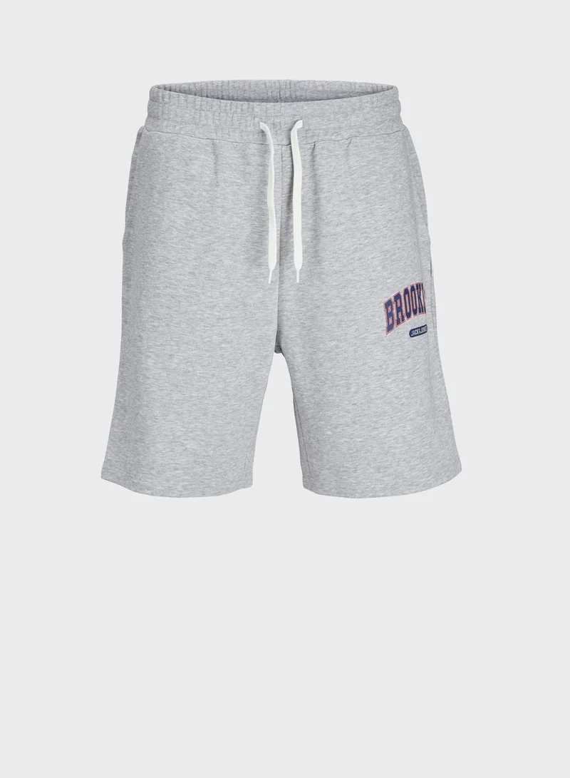 JACK & JONES Jpstkane Jjbradley Logo Print  Drawstring Shorts