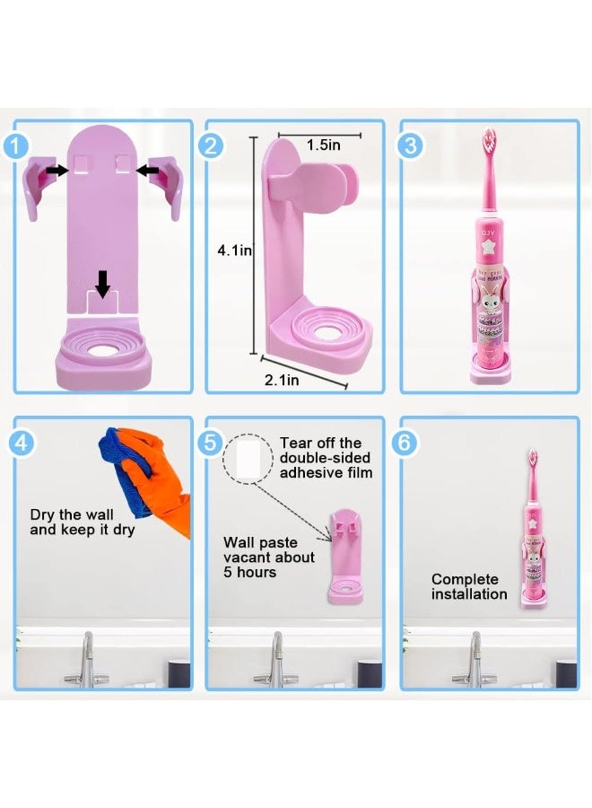 OJV 8620 Musical Electric Toothbrushes for Kids Children 3 Modes 2 Min Timer 6 Bristles Rechargeable Power Smart Sonic Music Play Song Toothbrush for Girls Age 314 with Wall Mounted Holder Pink - Image 4