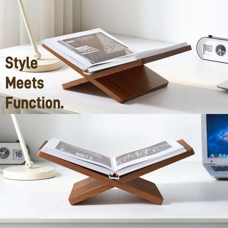 DECORANY Solid Wooden Book Stand for Desktop Display & Reading â€“15.7" x 9.4" x 5.7â€ Extra Large Wood Open Book Holder for Cookbook, Bible, Recipe, Textbook, Magazine (African Sapele) - Image 5