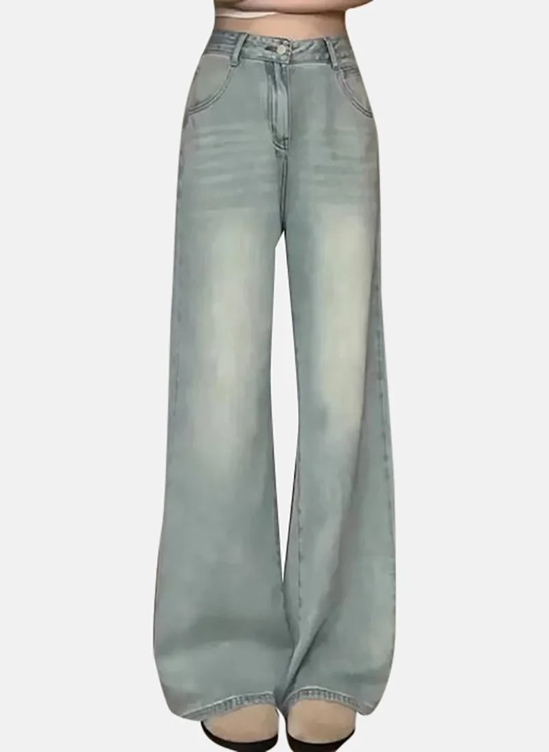 يونيكي Blue Solid Mid Rise Straight Fit Bootcut & Flared Jeans