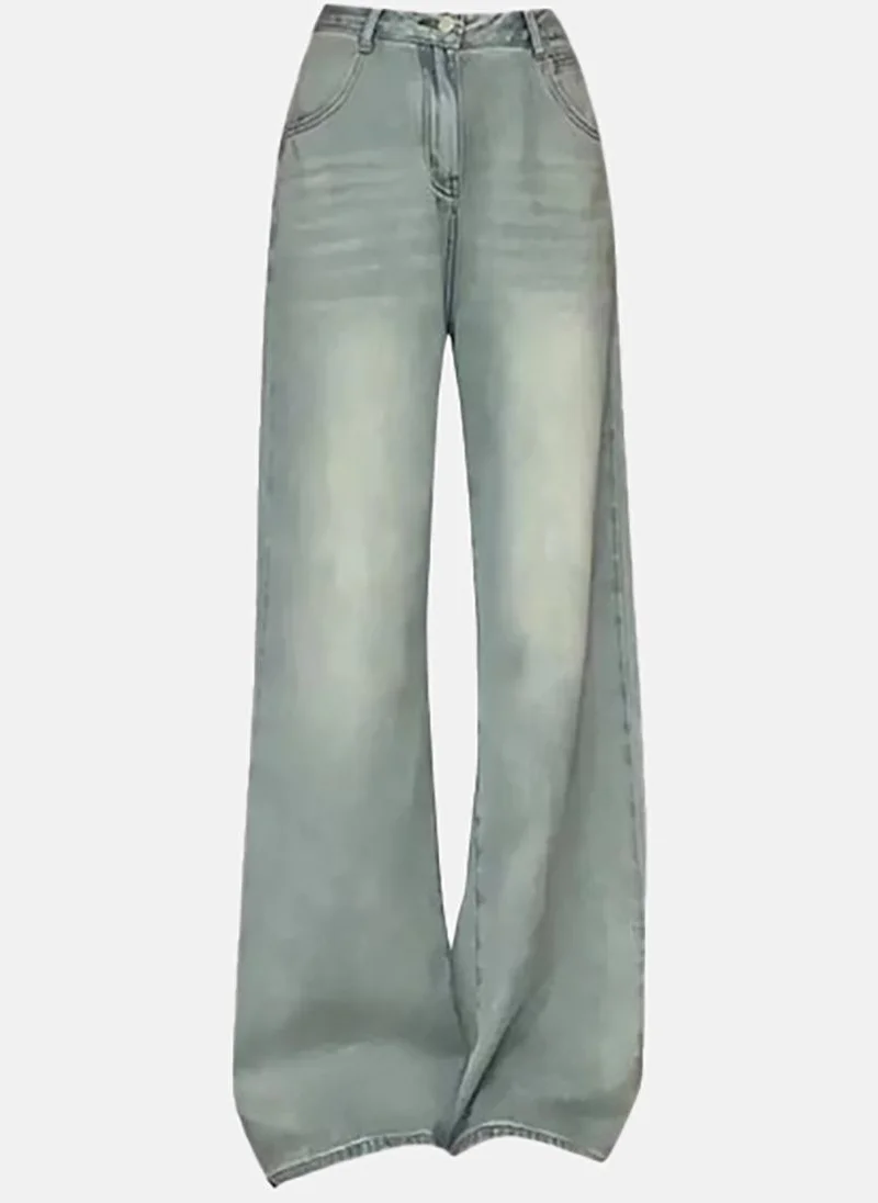 يونيكي Blue Solid Mid Rise Straight Fit Bootcut & Flared Jeans