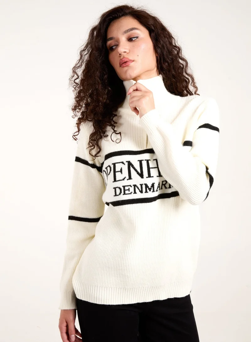 بلو فانيلا Zip Neck Logo Jumper