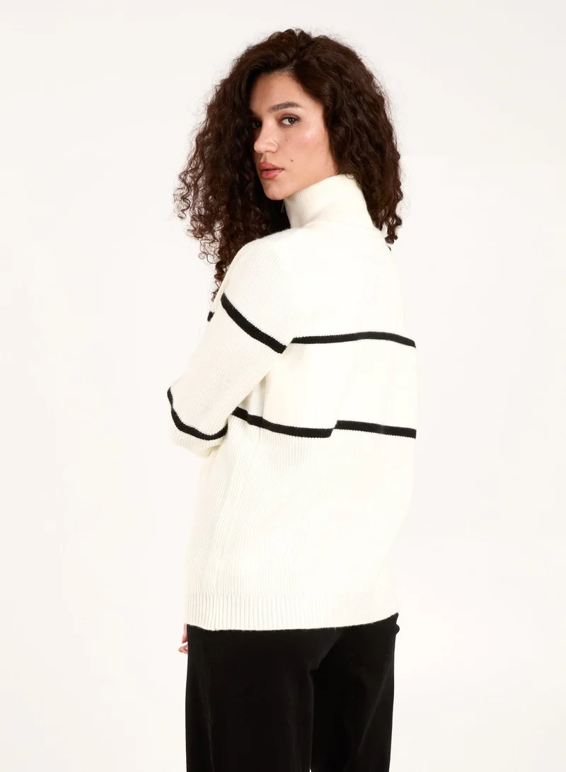 بلو فانيلا Zip Neck Logo Jumper
