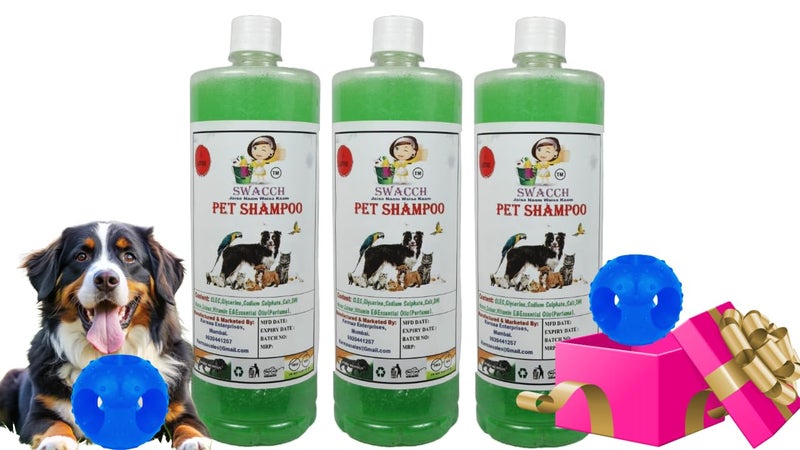 swacch Pet Shampoo | Puppy Safe Shampoo | PH Balanced | Ditch to Itch for Pet Shampoo 3 Litre (Neem Alovera) + Goofy Ball Chew Toy Combo Pack - Image 1