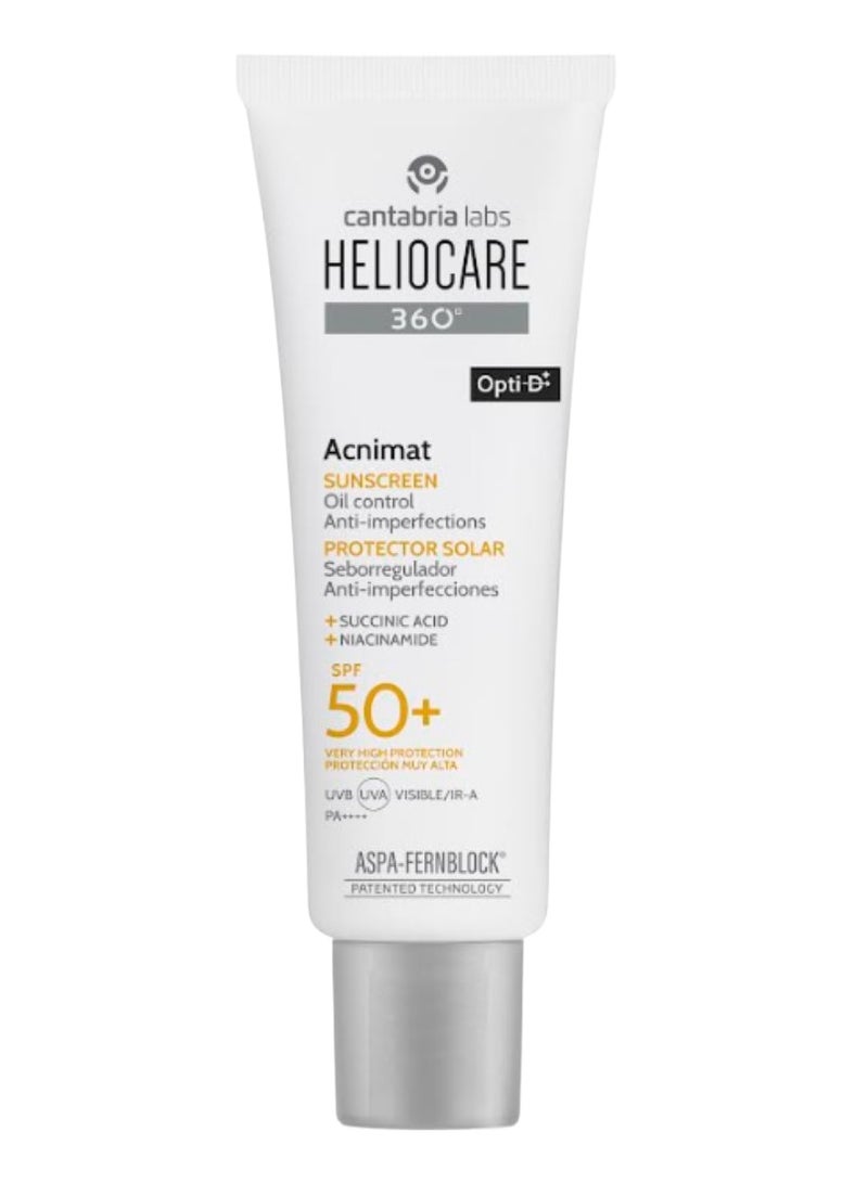 Heliocare 360º Acnimat Sunscreen Face Oil Control Anti-Imperfections SPF50+ 50ml - Image 1