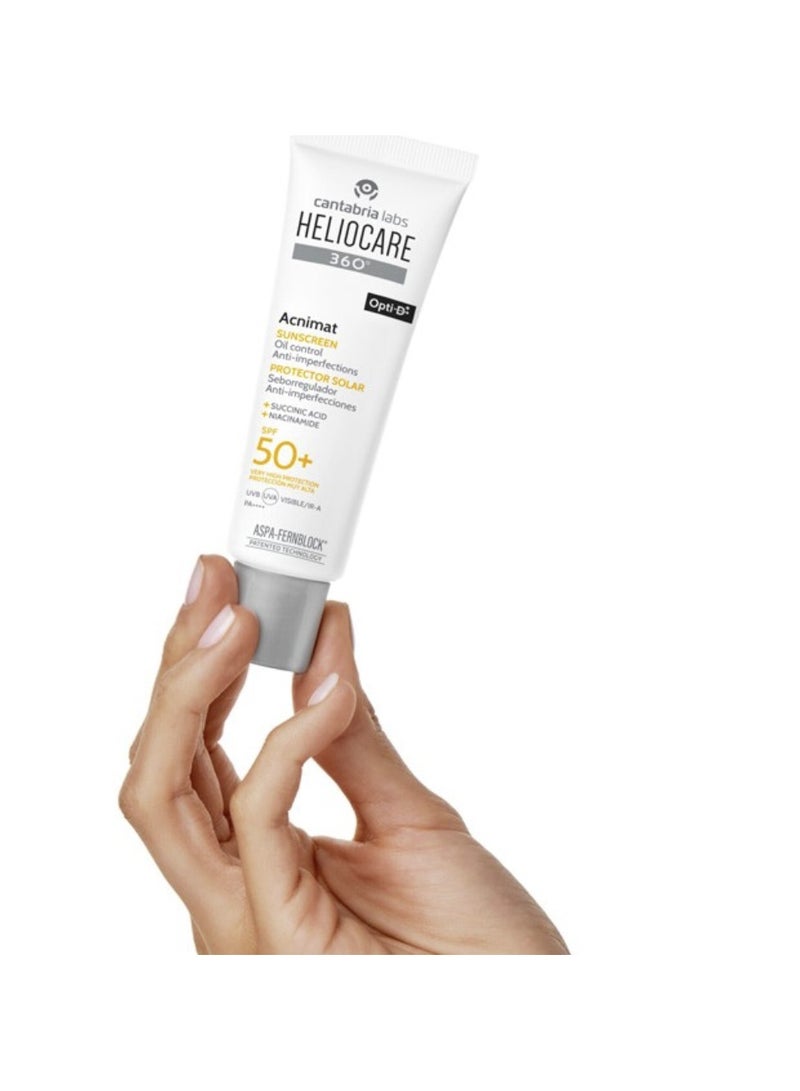 Heliocare 360º Acnimat Sunscreen Face Oil Control Anti-Imperfections SPF50+ 50ml - Image 4
